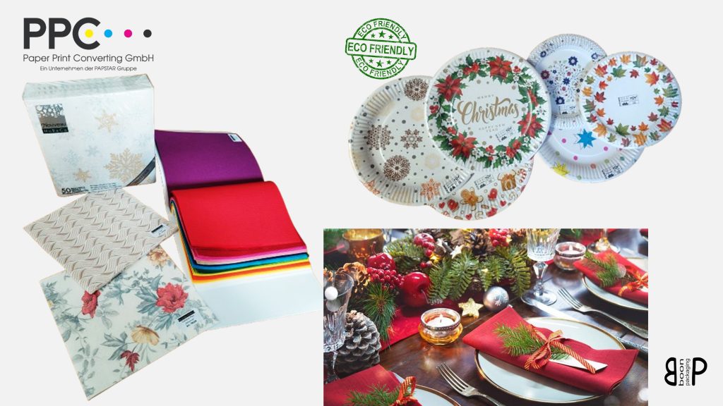 Paper napkins and table covers from PPC