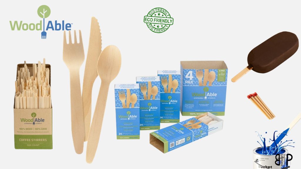 Wooden forks, wooden knives and wooden spoons from Woodable