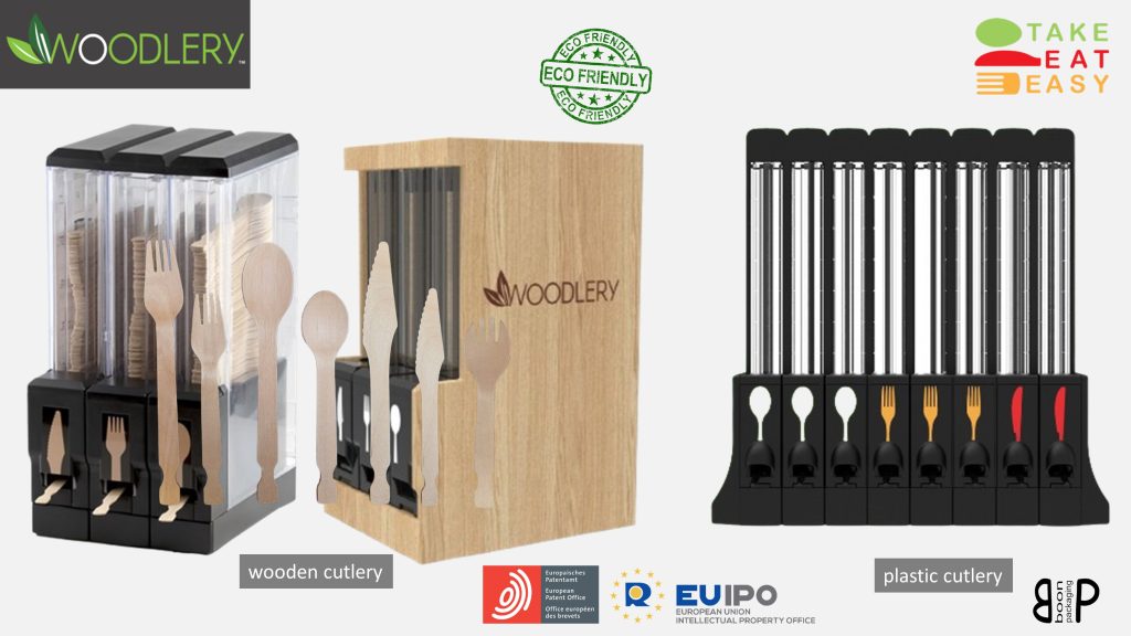 hygienic dispensing system for single use wooden cutlery
