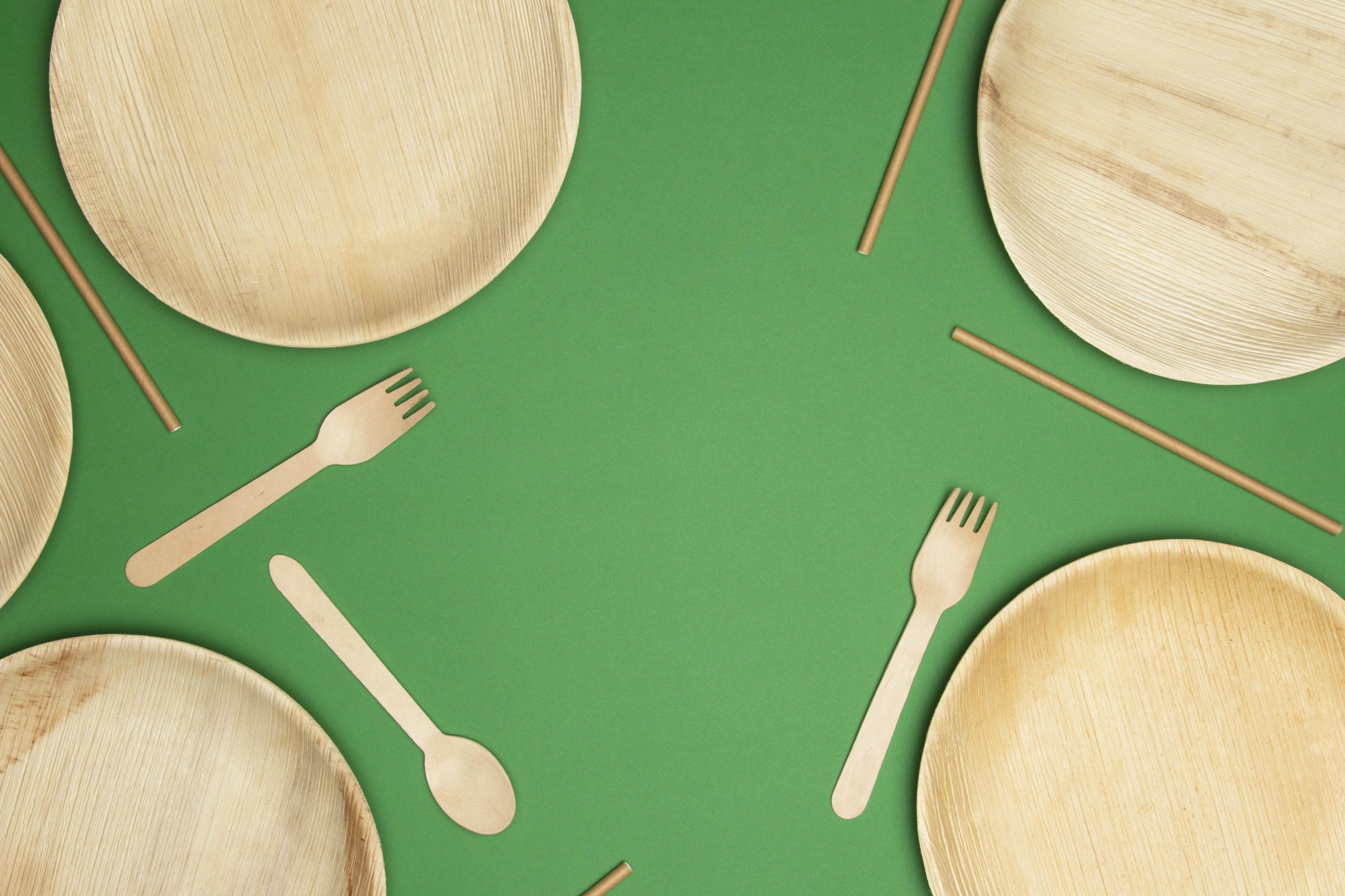Wooden plate and cutlery